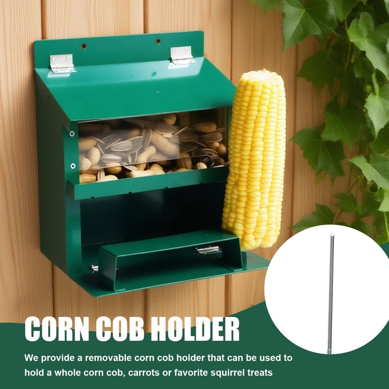 H HUGELEAF Squirrel Feeders for Outside, Metal Squirrel Feeder with A Removable Corn Cob Holder, Peanut Feeder for Squirrel, Chipmunks, Great Gifts for Squirrel Lovers & Nature Lovers - Image 5